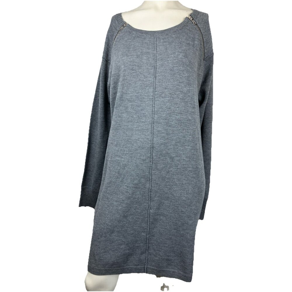 NWT NOS M French connection, double zip collar heat gray sweater dress